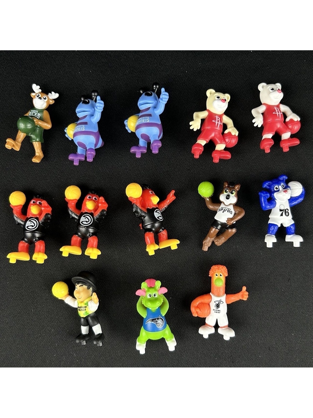 Kinder Egg NBA Mascot Figures 1.5" Lot of 13 With Some Missing Stands